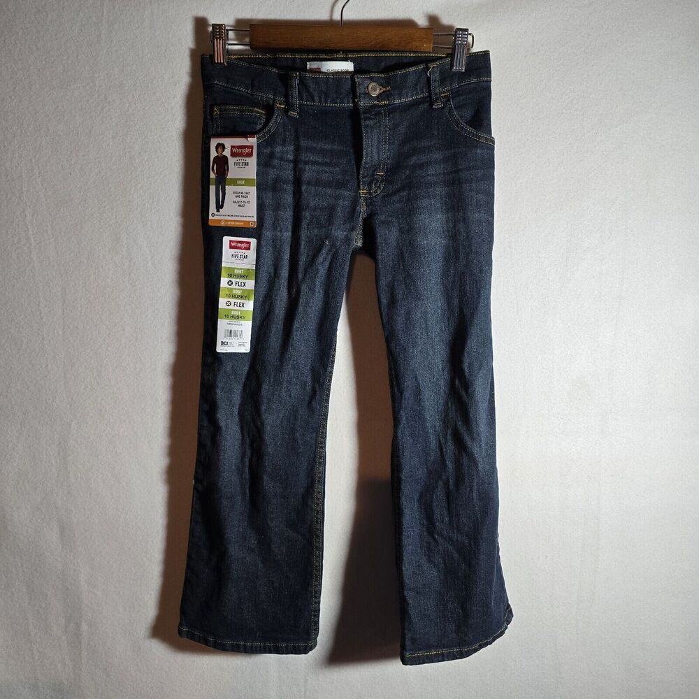 New Wrangler Boys Jeans Five Star Premium Boot Flex Size 10 Husky